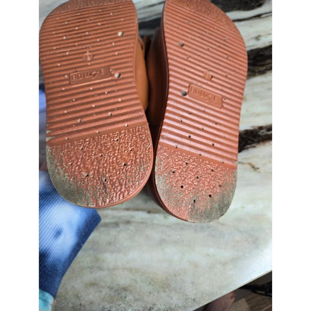 Rouge‎ Helium Womens Cognac Brown Bow Platform Slide Sandals Size 9